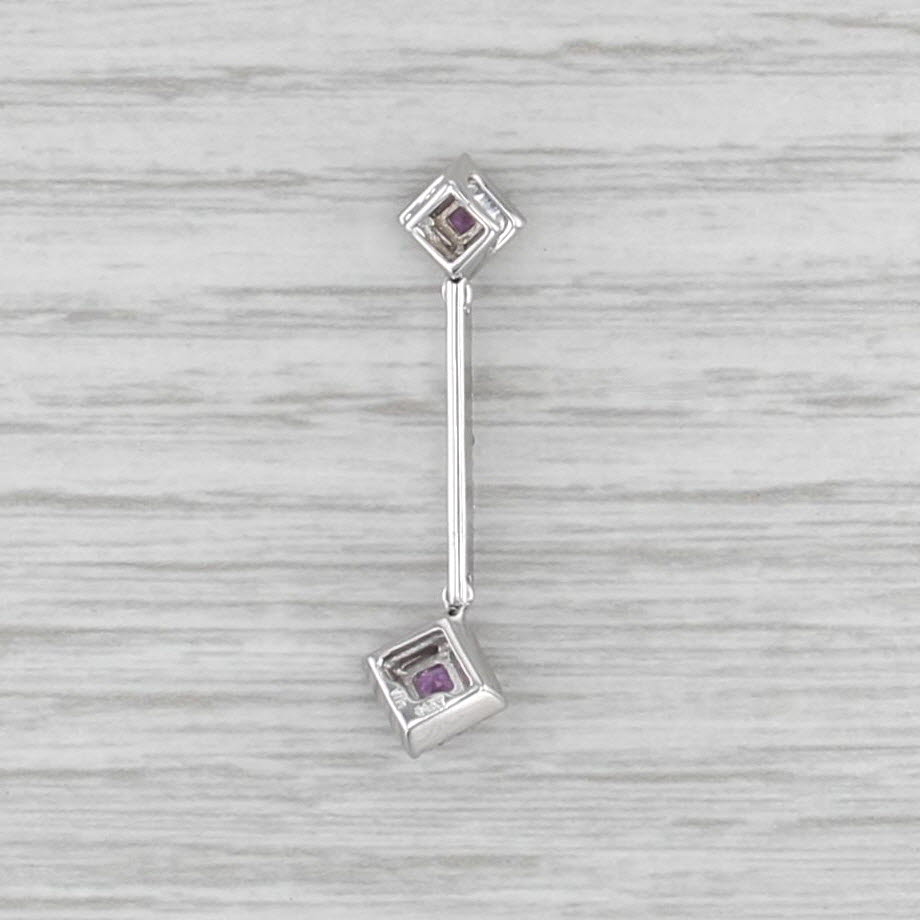 0.43ctw Pink Sapphire Diamond Drop Pendant 14k White Gold