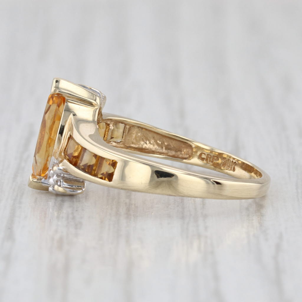 2.40ctw Marquise Citrine Diamond Bypass Ring 10k Yellow Gold Size 7.25