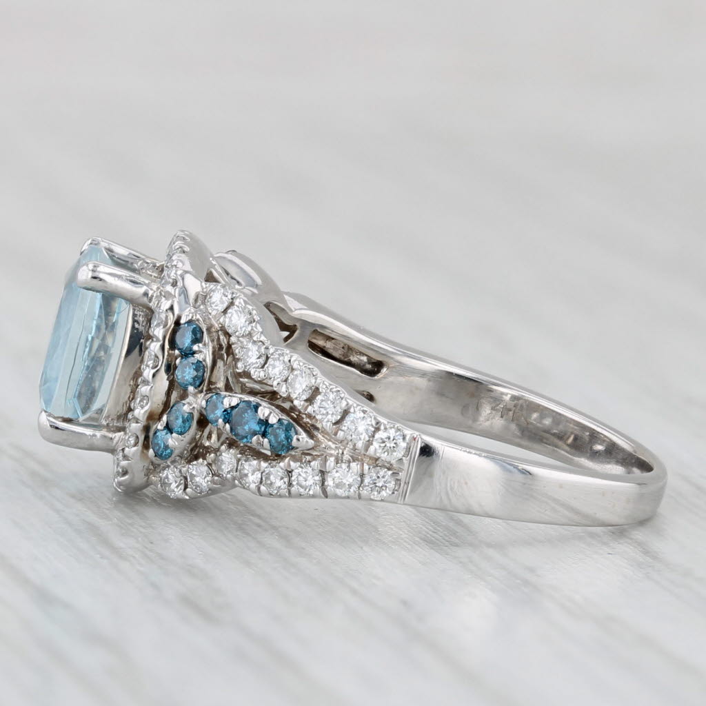 Light Gray Le Vian 1.92ctw Aquamarine Diamond Halo Ring 14k White Gold Size 5.5