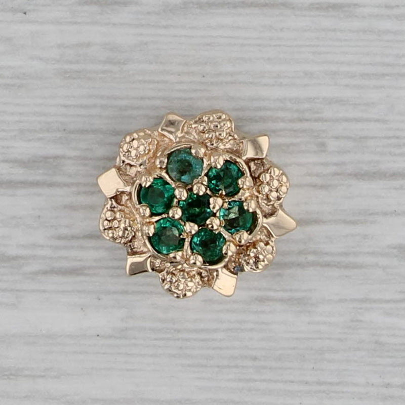 0.25ctw Emerald Cluster Flower Slide Bracelet Charm 14k Yellow Gold Vintage RVS