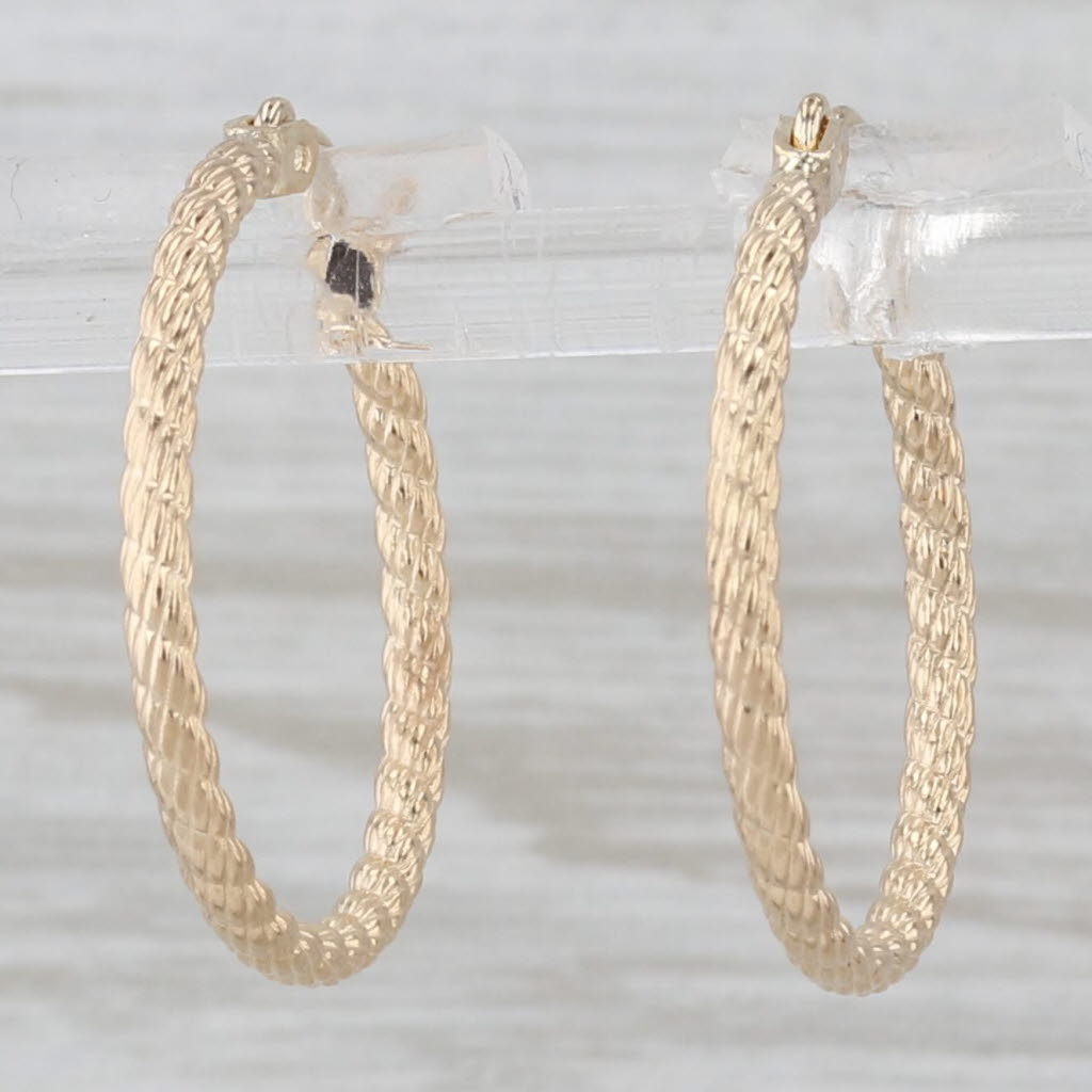 Gray Rope Rope Hoop Earrings 14k Yellow Gold Snap Top Posts