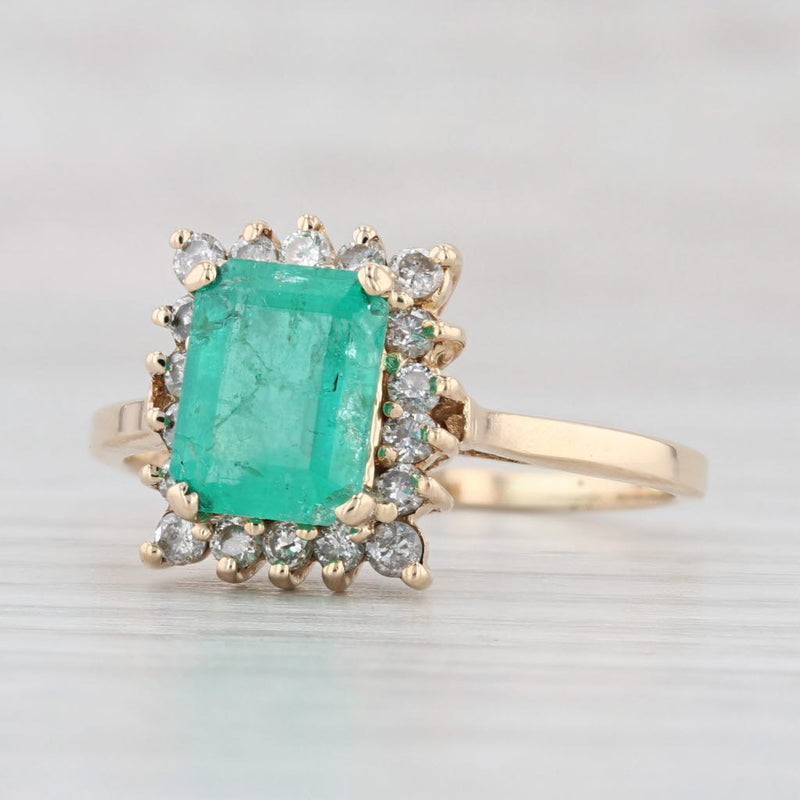 Light Gray 2.40ctw Emerald Diamond Halo Ring 14k Yellow Gold Size 10.75 Engagement