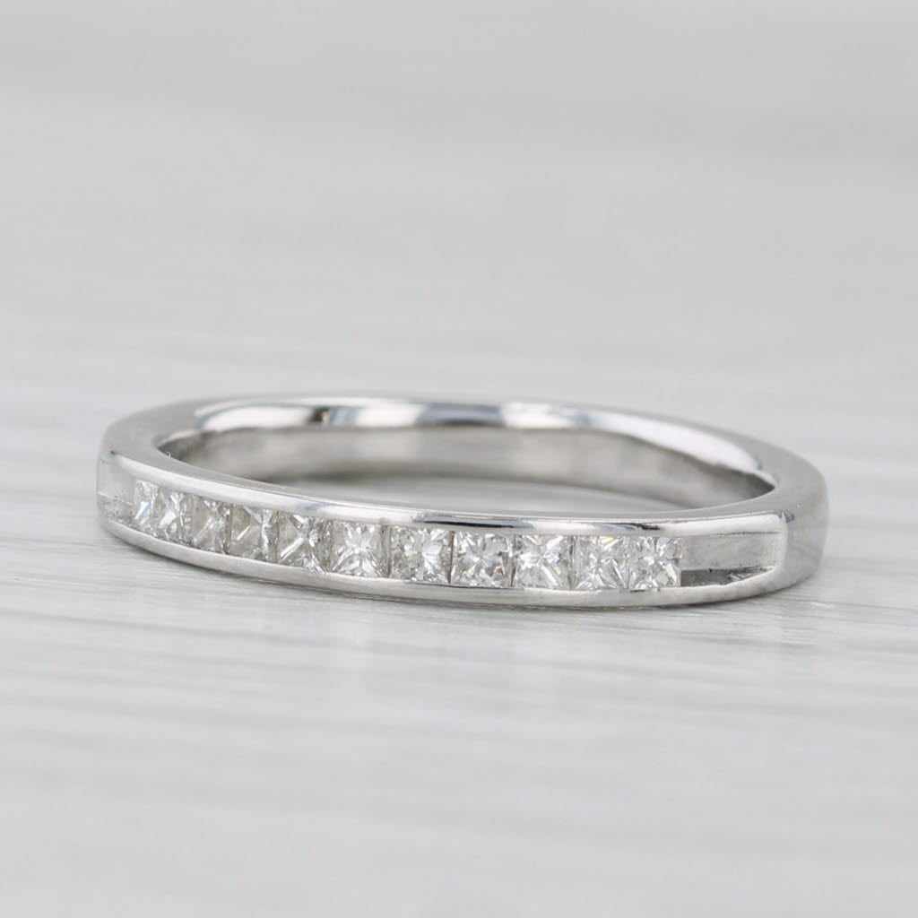 0.25ctw Channel Set Diamond Wedding Band 14k White Gold Size 5.5 Stackable Ring