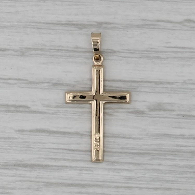 Vintage Etched Heat Cross Pendant 14k Yellow Gold