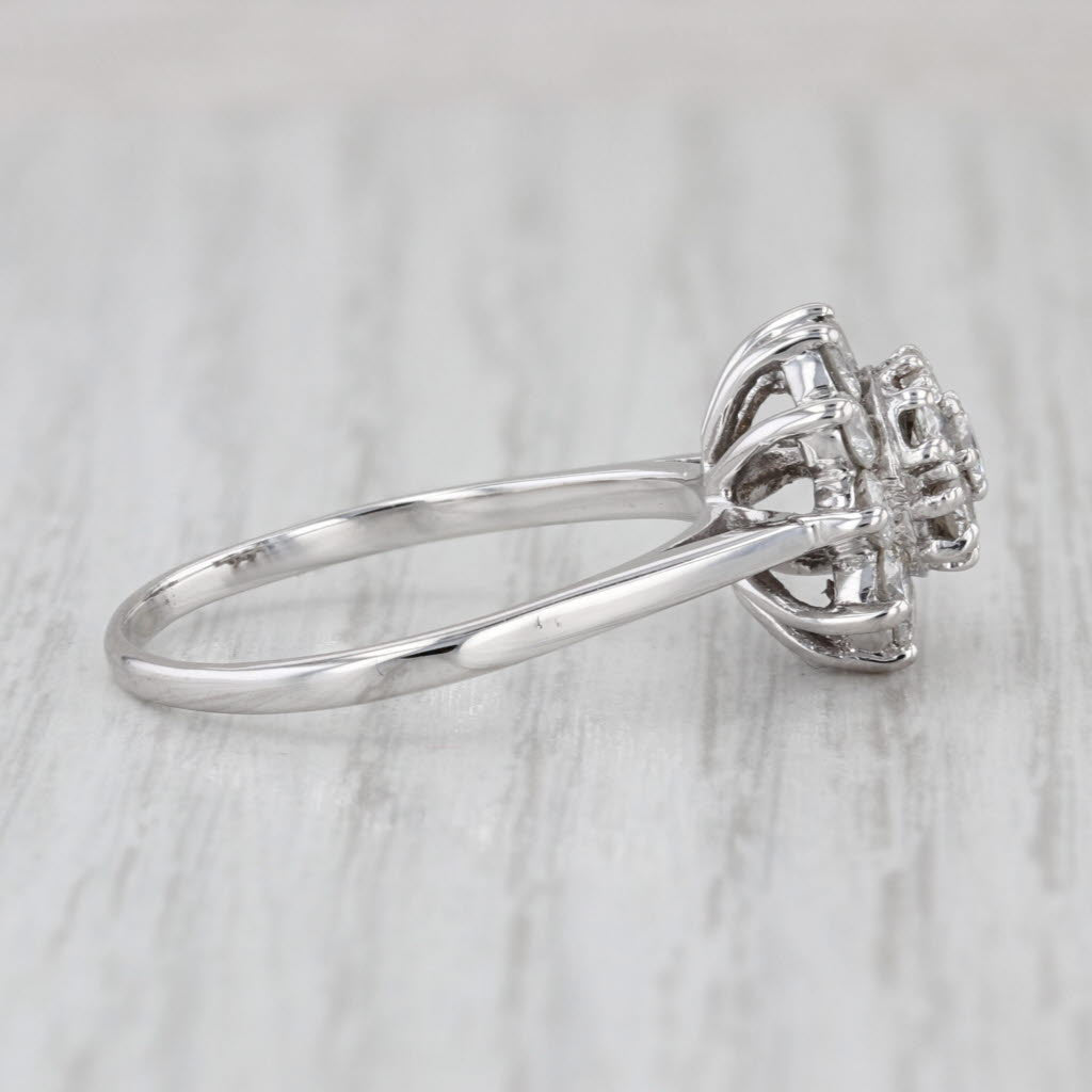 1.26ctw Diamond Flower Cluster Ring 14k White Gold Size 10.25