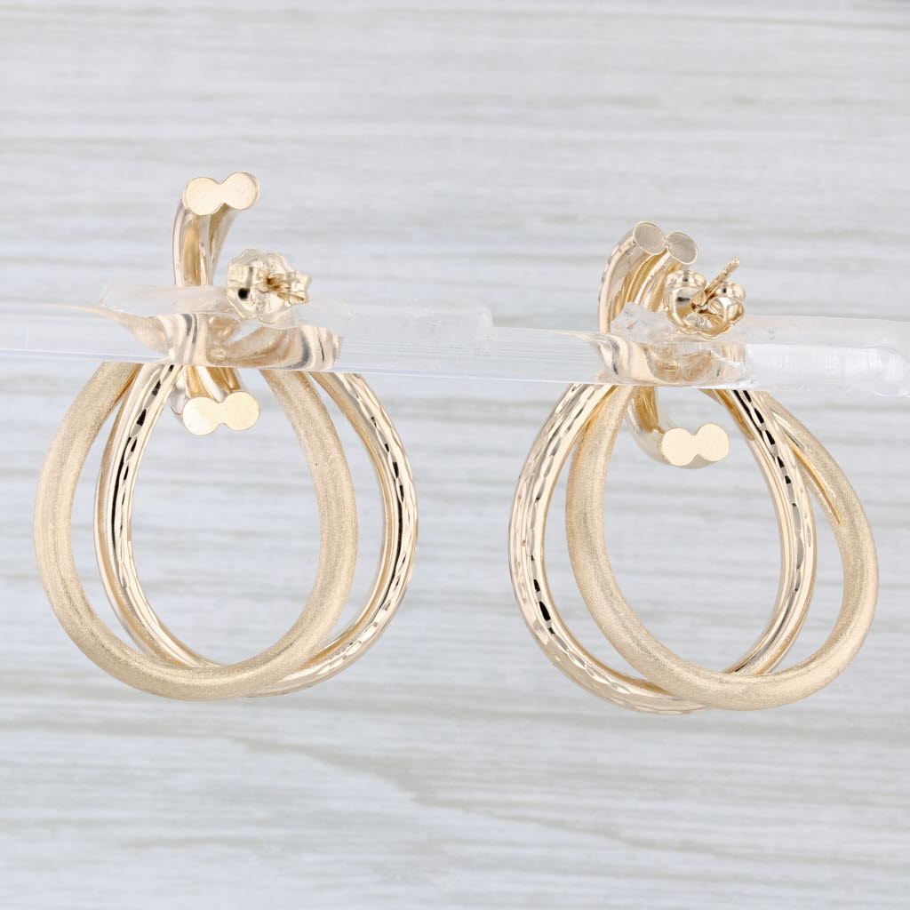 Light Gray Teardrop Hoop Statement Earrings 14k Yellow Gold