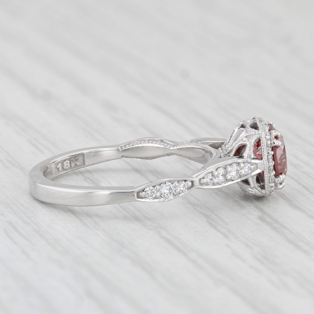 Light Gray New Tacori 1.26ctw Pink Diamond Halo Engagement Ring 18k White Gold Size 6.5 GIA