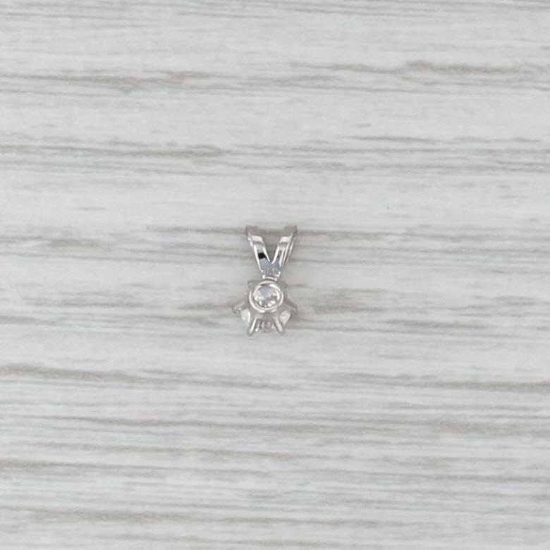 New 0.25ct Diamond Solitaire Pendant 14k White Gold 6 Prong Small Round Drop