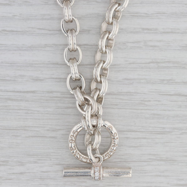 Slane & Slane Cable Chain Necklace Sterling Silver 0.18ctw Diamond Toggle Clasp