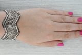 Dark Gray Southwestern Cuff Bracelet Sterling Silver Sand Cast Texture Vintage Statement