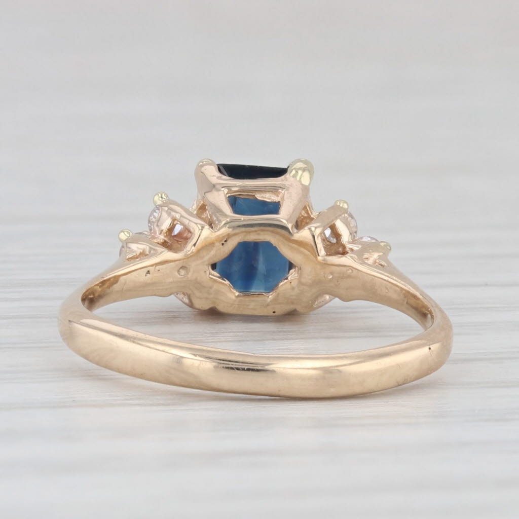 Light Gray 1.27ctw Blue Sapphire Diamond Ring 14k Yellow Gold Engagement Size 5.75