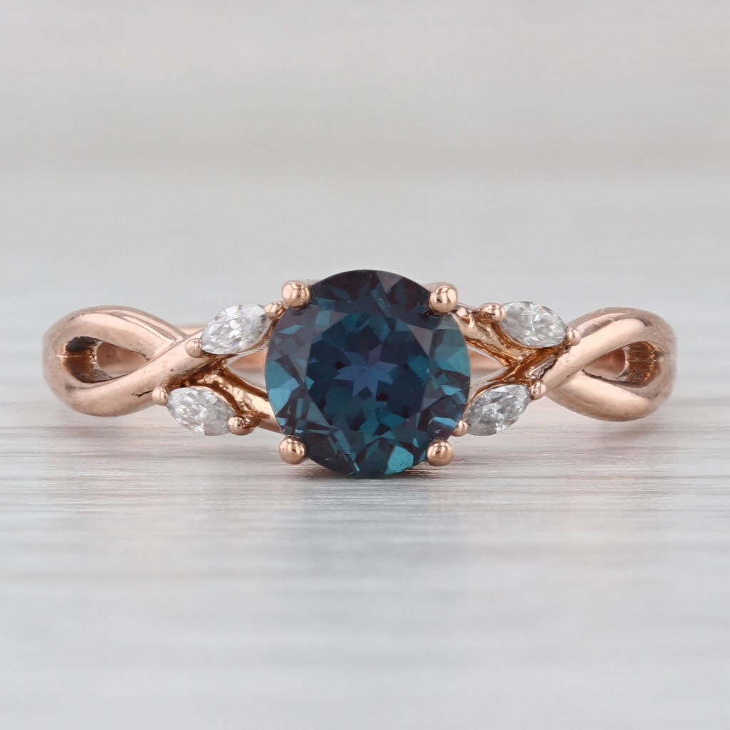1.73ctw Lab Created Alexandrite Moissanite Ring 14k Rose Gold Size 9.75