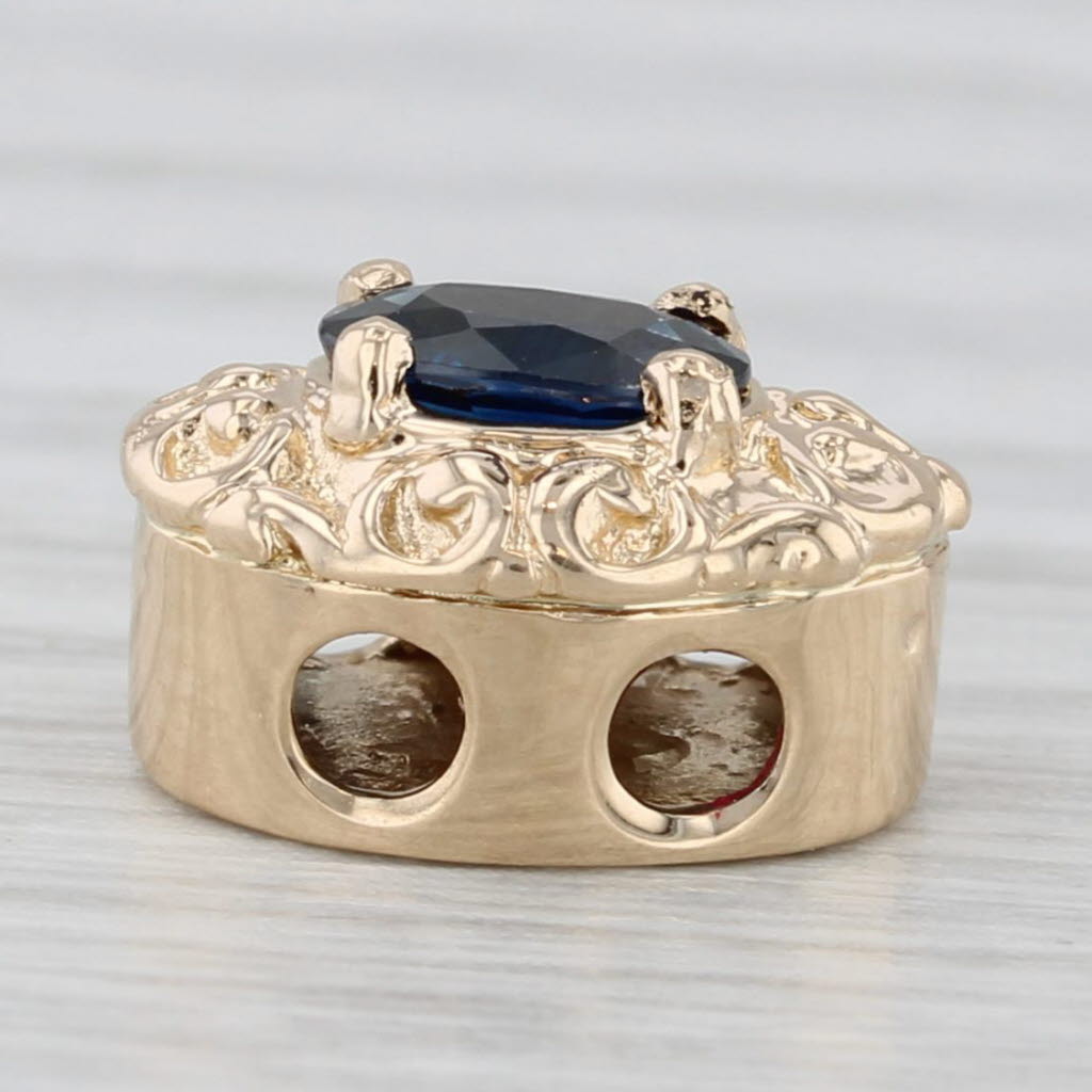 Gray 0.50ct Blue Sapphire Slide Bracelet Charm 14k Yellow Gold Richard Glatter