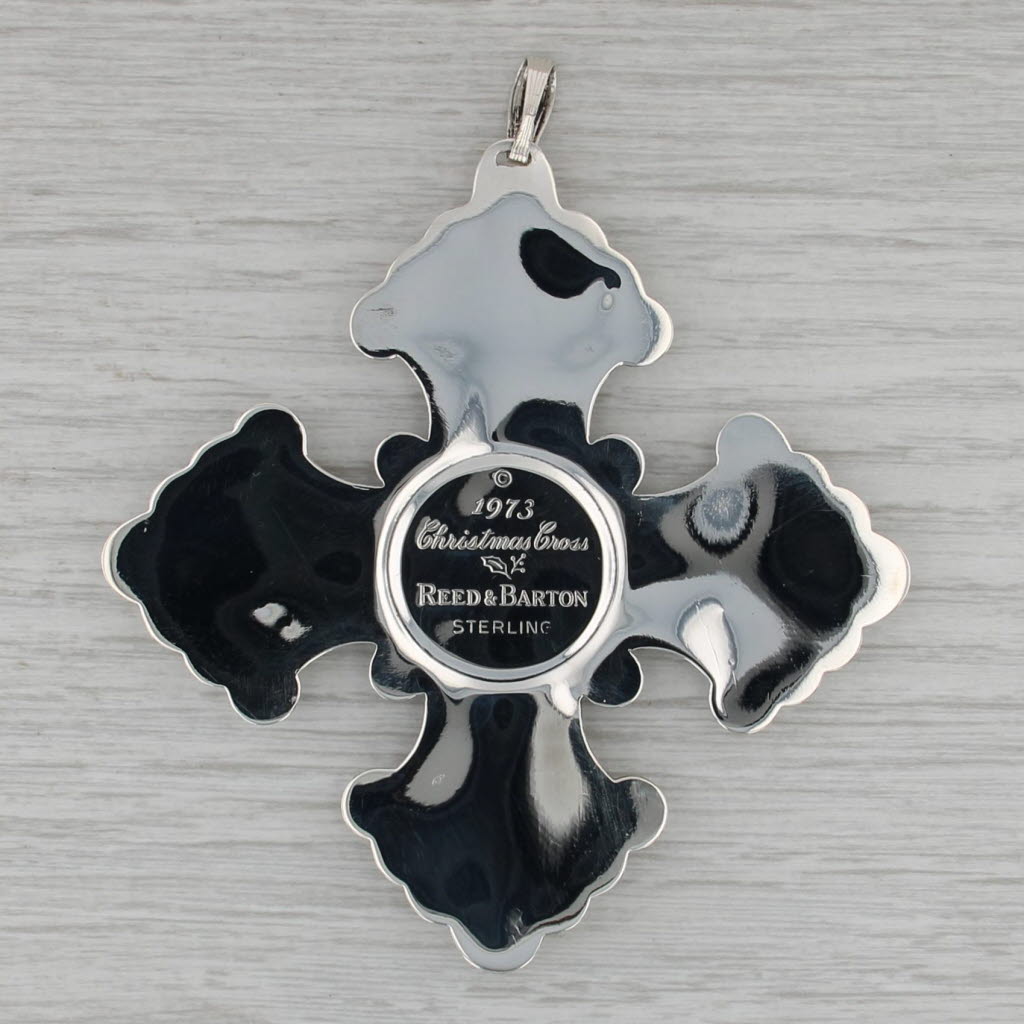 1973 Reed & Barton Christmas Cross Ornament Sterling Silver Holiday Collectible