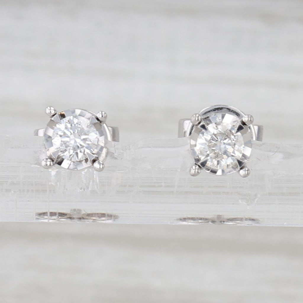 0.20ctw Round Solitaire Diamond Stud Earrings 14k White Gold Studs