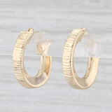 Small Beveled Hoop Earrings 14k Yellow Gold Snap Top Round Hoops