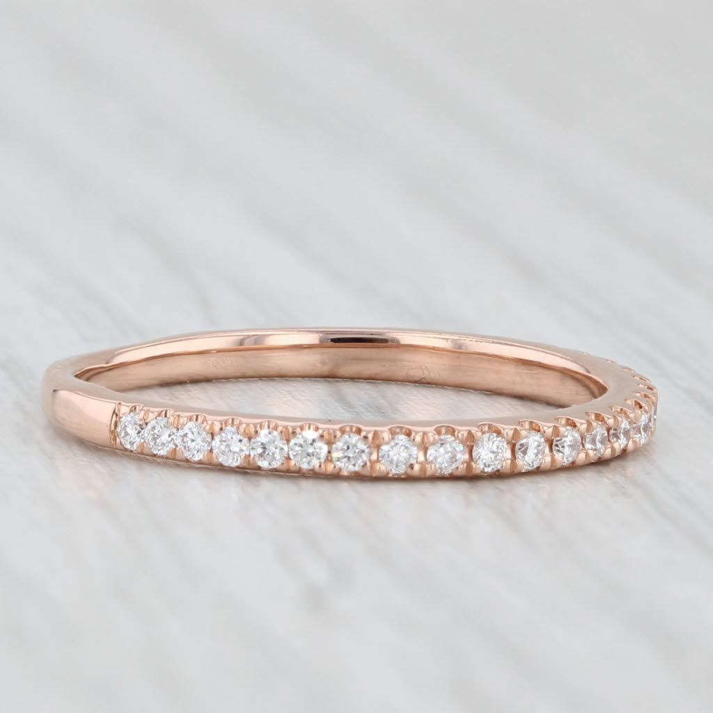 Light Gray 0.30ctw Diamond Wedding Band 14k Rose Gold Size 7.5 Stackable Ring