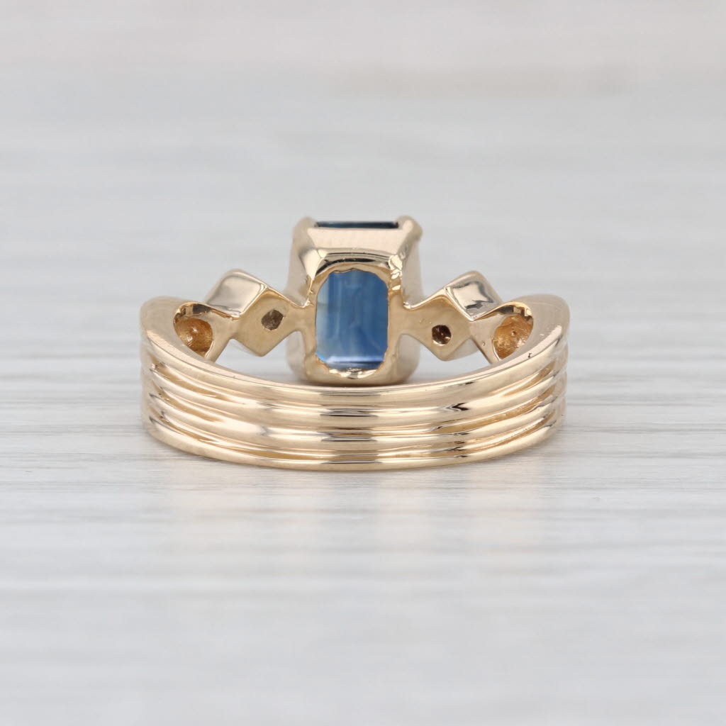 1.46ctw Blue Sapphire Diamond Ring 14k Yellow Gold Size 6.5 Engagement