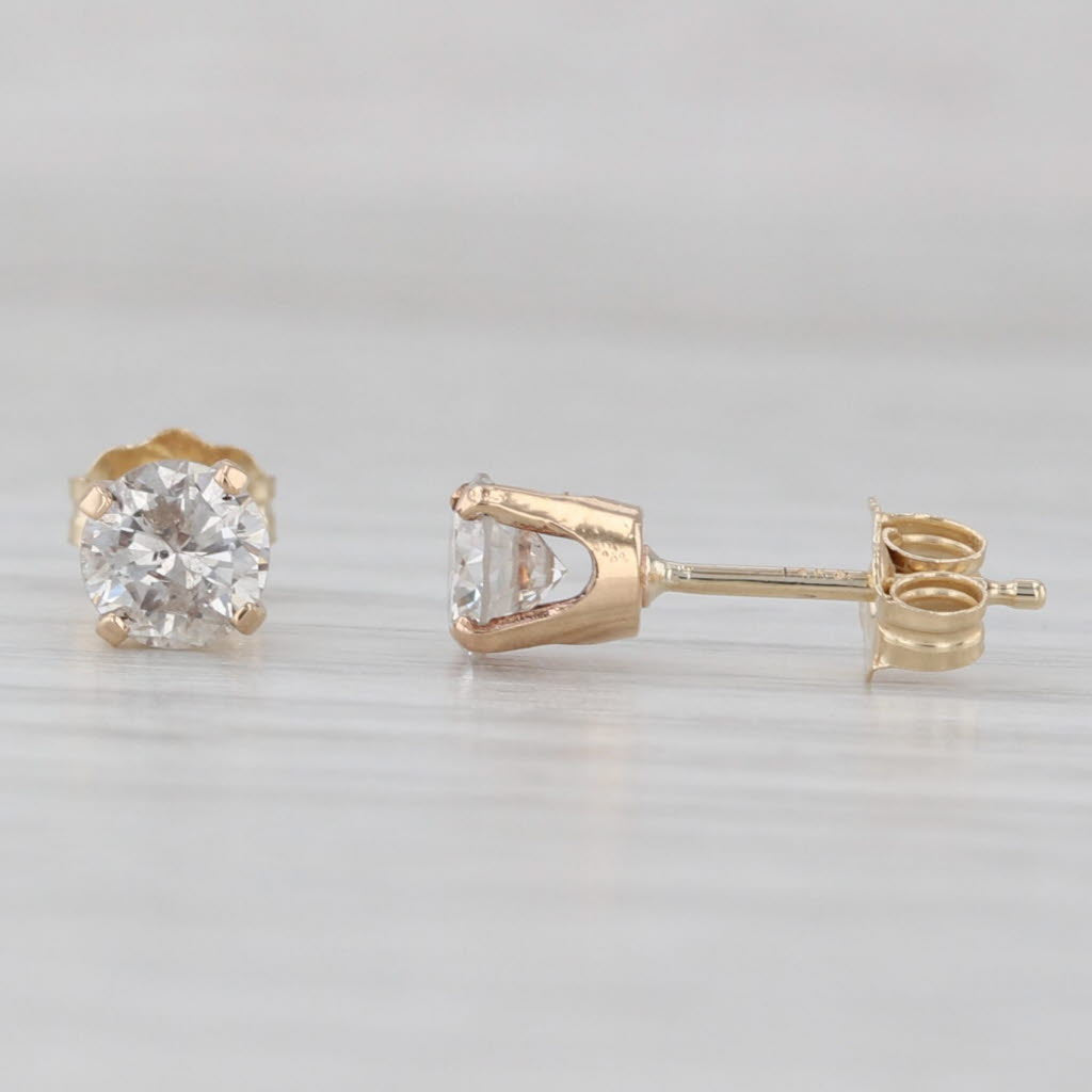 Light Gray 0.64ctw Diamond Round Solitaire Stud Earrings 14k Yellow Gold