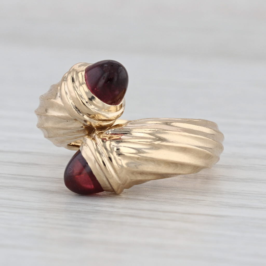 Garnet Cabochons Bypass Ring 14k Yellow Gold Size 5.75