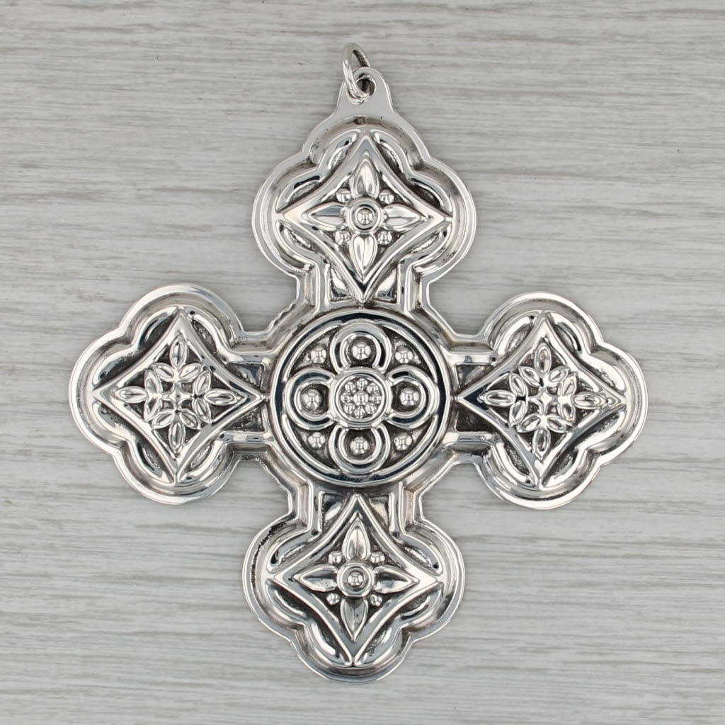 1971 Reed & Barton Christmas Cross Ornament Sterling Silver Holiday Collectible