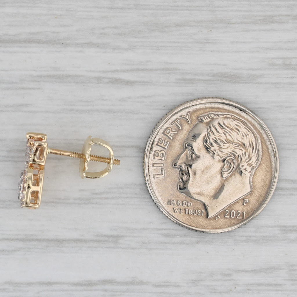 Gray Single 0.15ctw Diamond Crown Heart Stud Earring 10k Yellow Gold