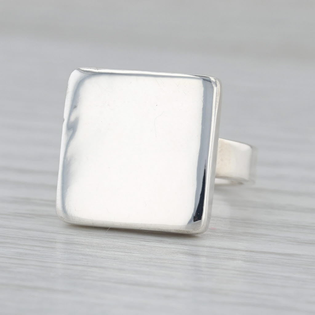 Engravable Square Signet Ring Sterling Silver Size 5.5 Statement