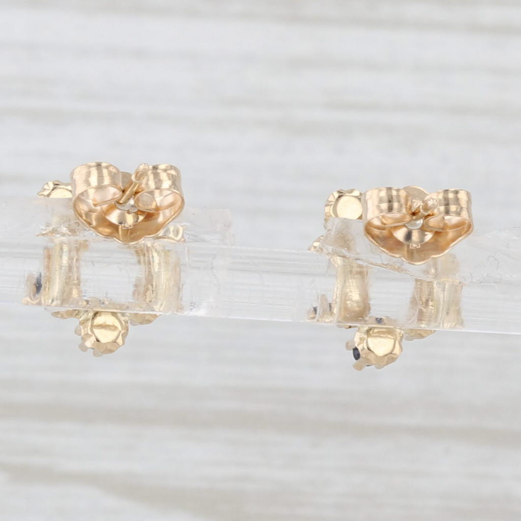 Light Gray 0.20ctw Blue Sapphire Diamond Open Heart Stud Earrings 14k Yellow Gold