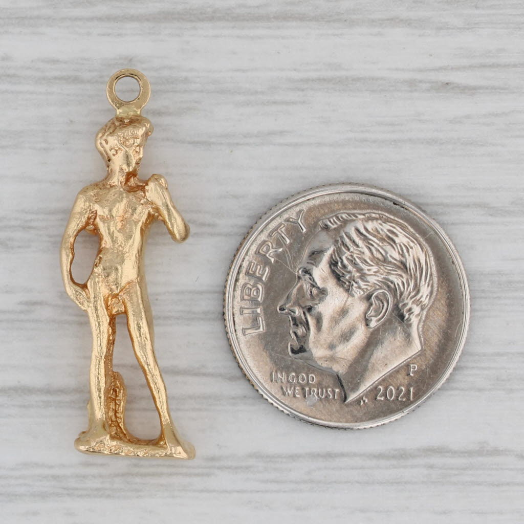 Gray Michelangelo's David Statue Charm 18k Yellow Gold Florence Italy Souvenir