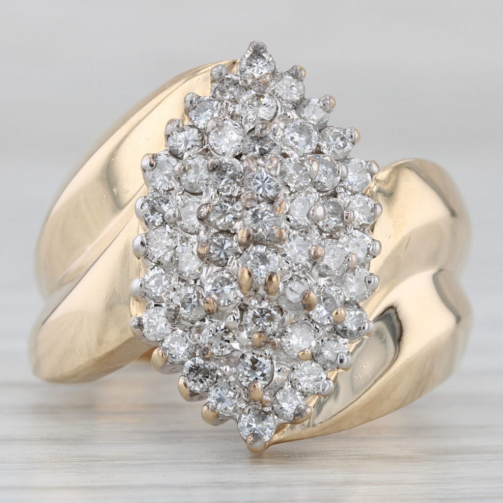 Gray 0.55ctw Diamond Cluster Ring 14k Yellow Gold Size 7.25 Cocktail