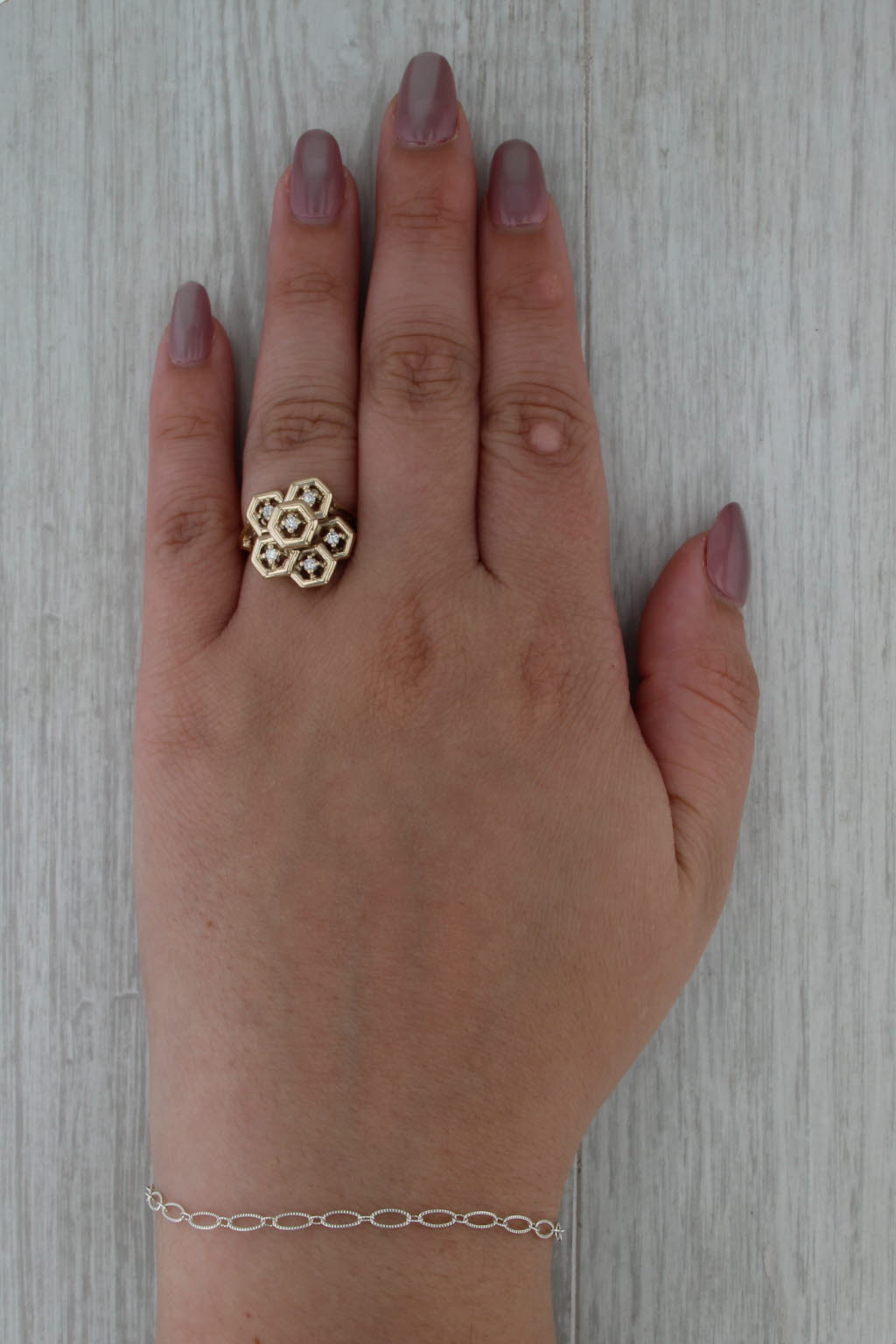 0.16ctw Diamond Cluster Ring 10k Yellow Gold Cocktail Size 6.5