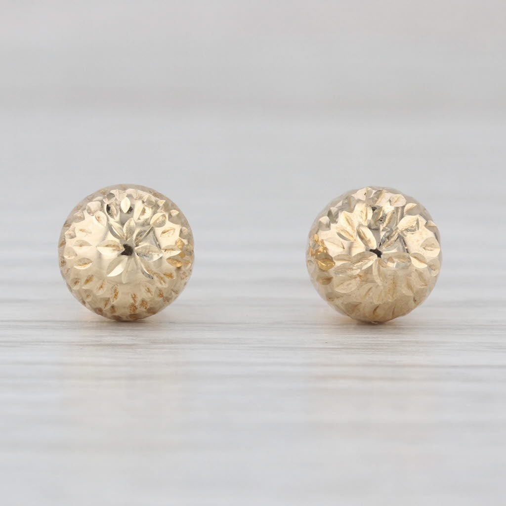 Small Textured Bead Stud Earrings 14k Yellow Gold 7.8mm Studs