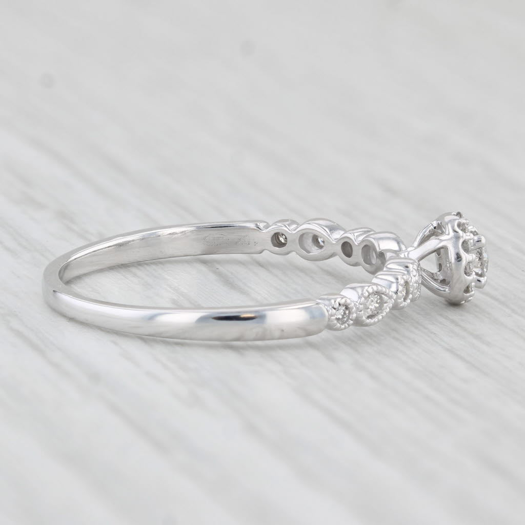 Light Gray 0.30ctw Round Diamond Halo Engagement Ring 10k White Gold Size 10