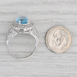 Gray 4.10ctw Blue Topaz Diamond Halo Ring 10k White Gold Size 7