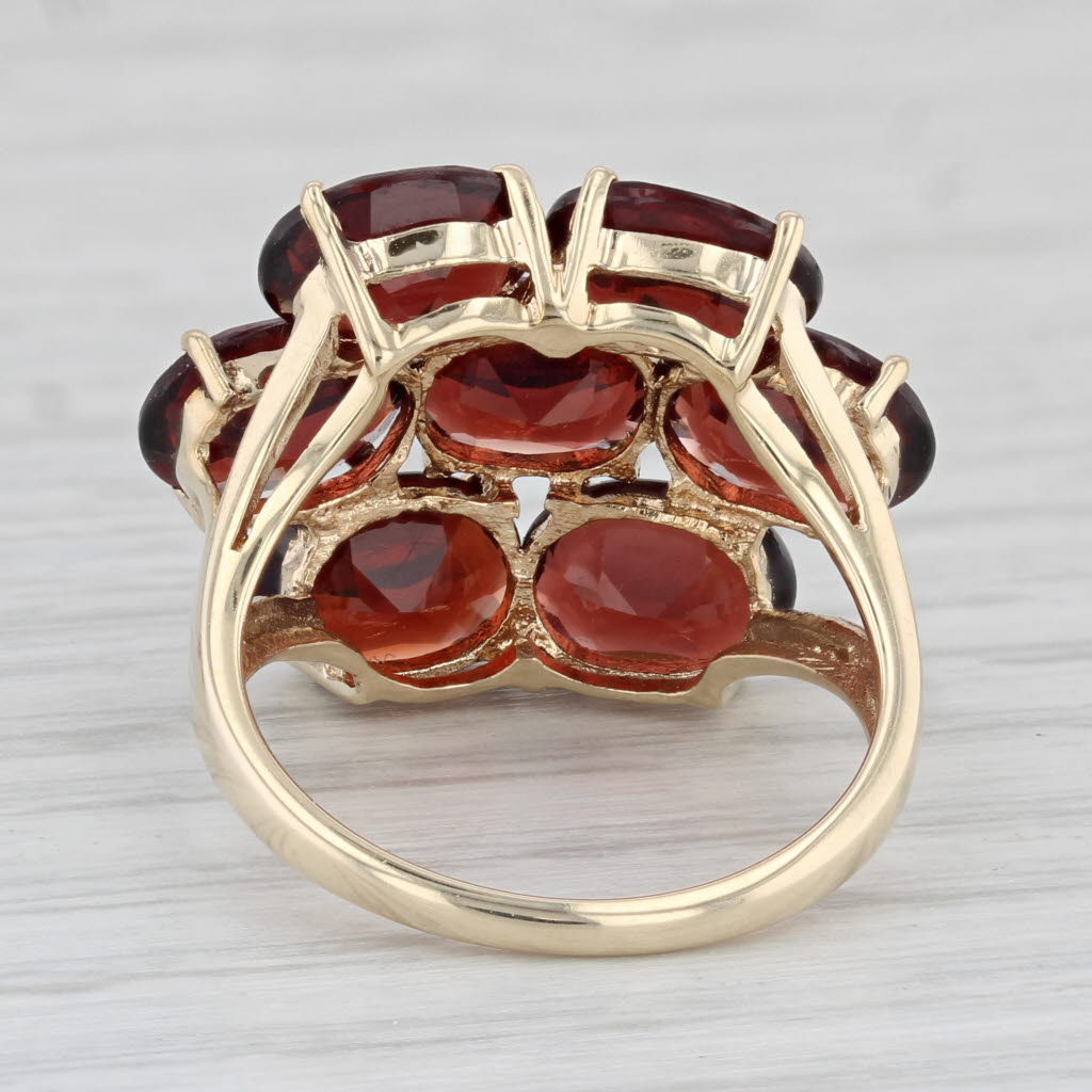 Light Gray 10.30ctw Garnet Cluster Ring 10k Gold Cocktail Size 7