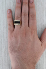 Rosy Brown Onyx Diamond Men's Ring 14k Yellow Gold Size 9.75