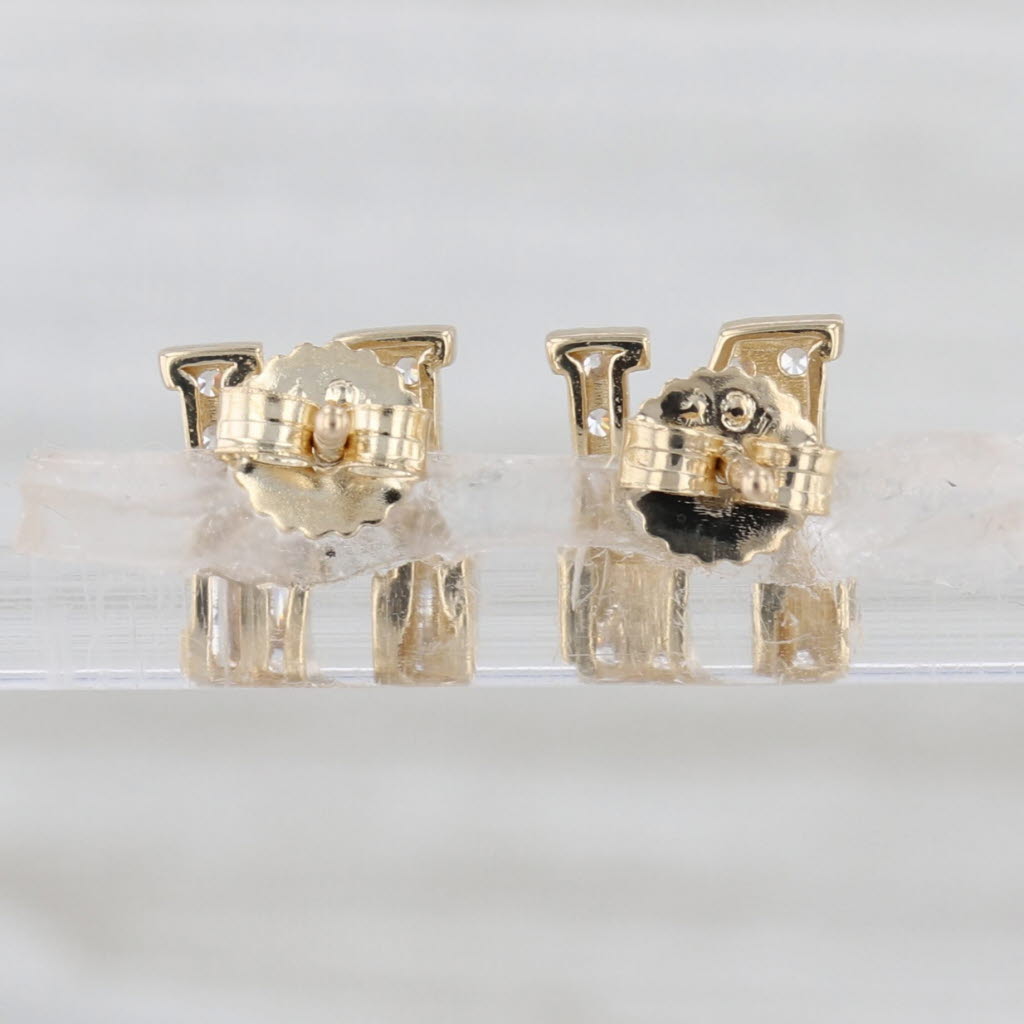 0.21ctw Cubic Zirconia Letter Initial N Stud Earrings 10k Yellow Gold Studs