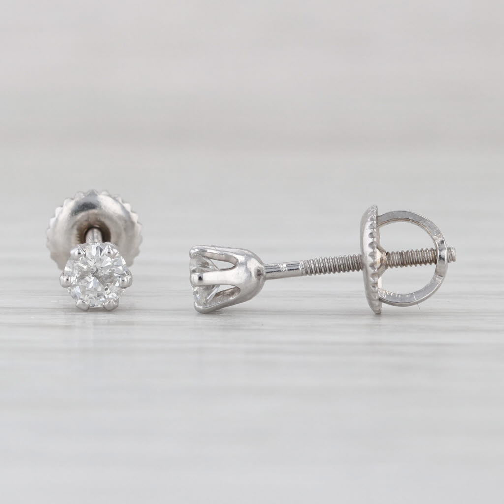 0.40ctw Diamond Round Solitaire Earrings 14k White Gold Studs