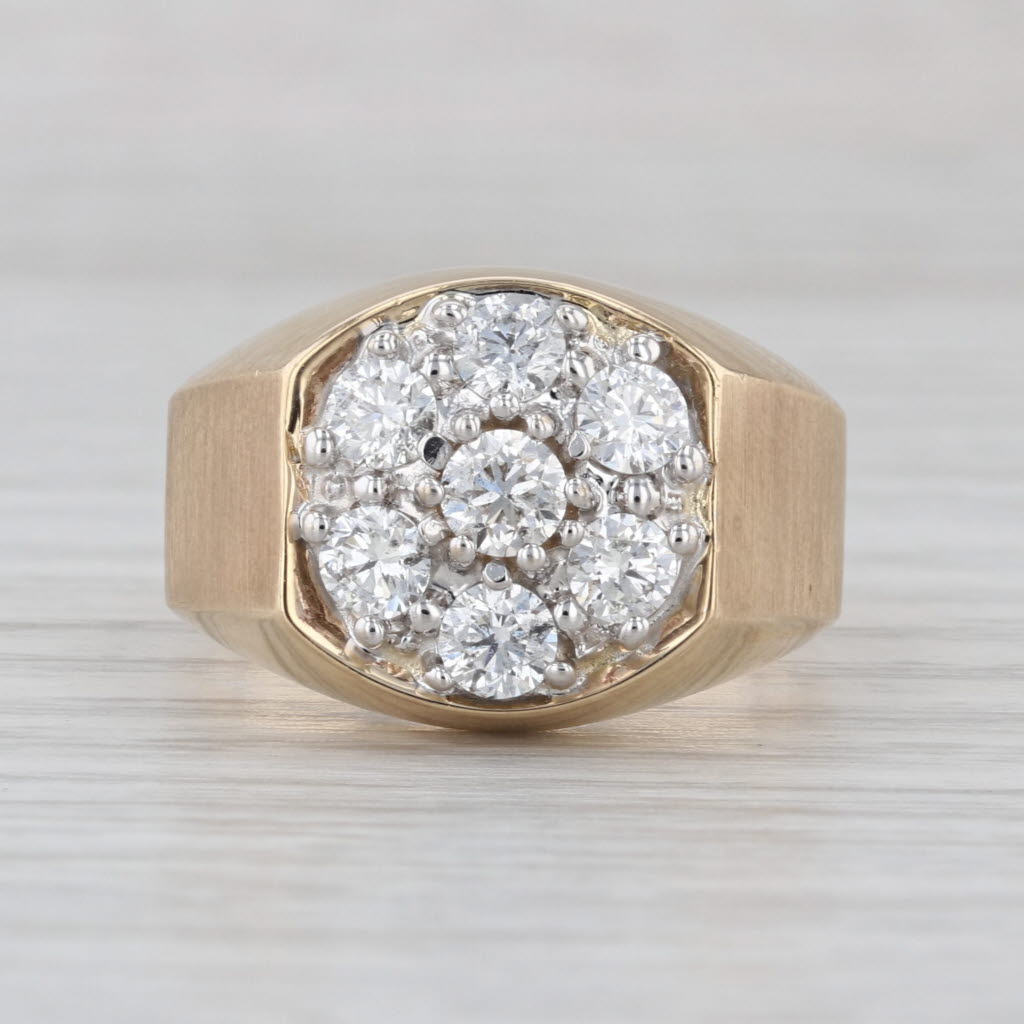 1.26ctw Diamond Cluster Ring 10k Yellow Gold Size 10.5 IB Goodman Vintage