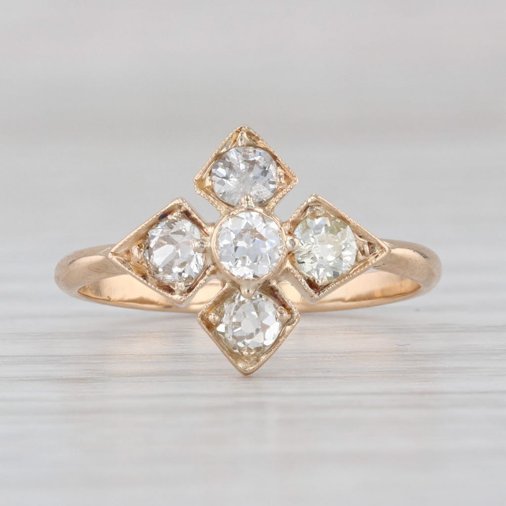 Antique 0.50ctw Diamond Cluster Ring 14k Yellow Gold Size 5.25