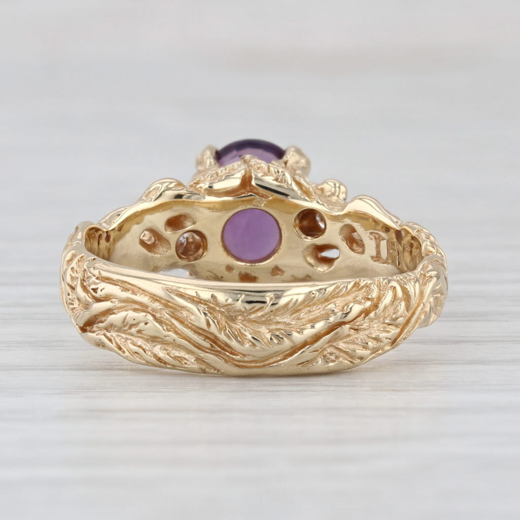1.74ctw Oval Amethyst Diamond Ornate Ring 14k Yellow Gold Size 8.75-9 Floral