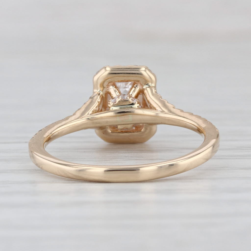 1.09ctw Emerald Cut Lab Created Diamond Halo Engagement Ring 14k Gold Size 7
