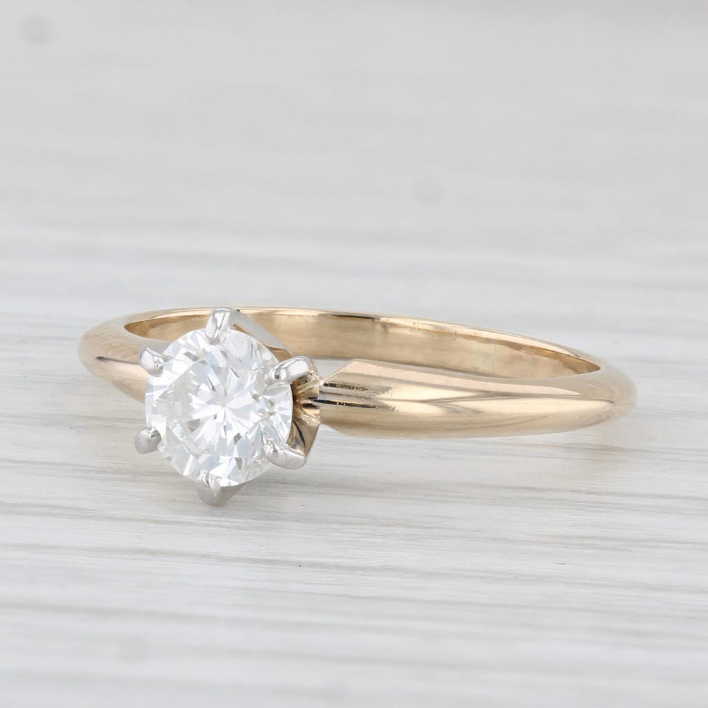 Light Gray 0.55ct VS1 Round Diamond Solitaire Engagement Ring 14k Yellow Gold Size 5.25