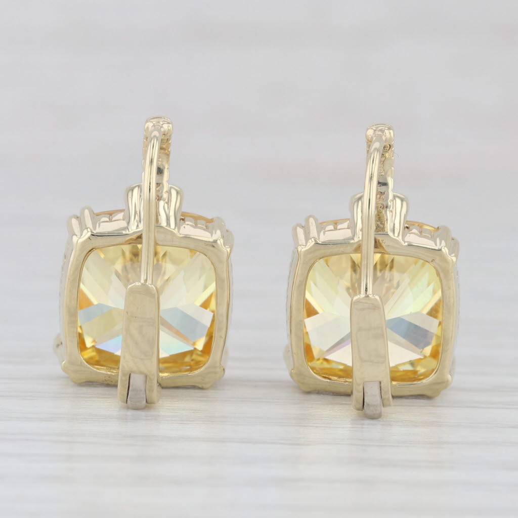 Light Gray Judith Ripka Yellow Cubic Zirconia Heart Accented Drop Earrings 18k Gold