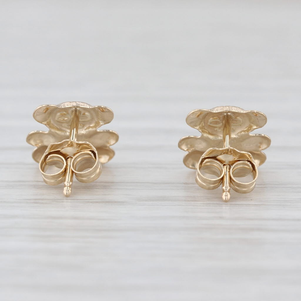 Small Teddybear Stud Earrings 14k Yellow Gold Bear Studs