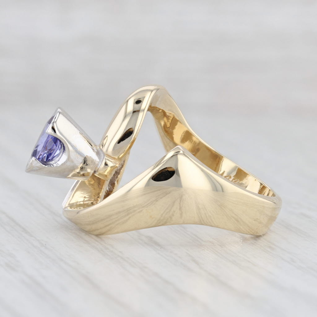 Light Gray 0.92ctw Oval Tanzanite Diamond Wrap Ring 14k Yellow Gold Size 7.5