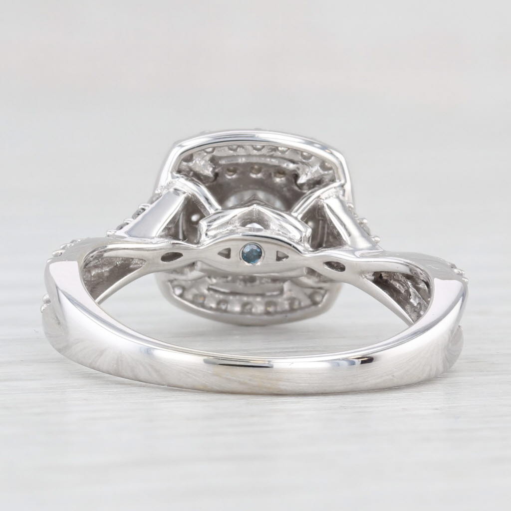 Light Gray 0.86ctw Round Diamond Double Halo Engagement Ring 14k White Gold Size 7.25
