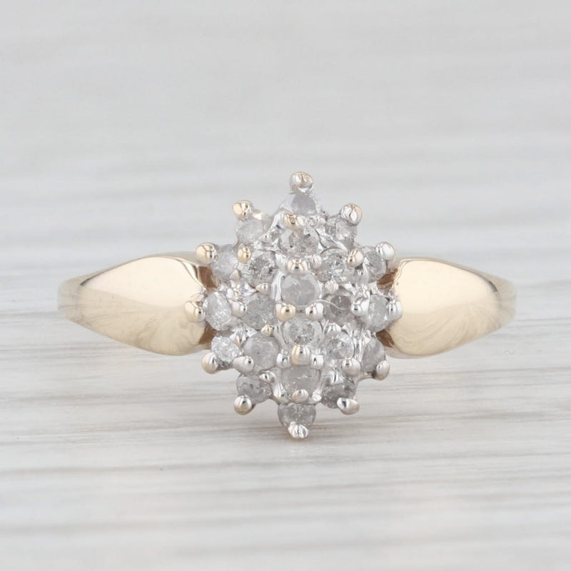 0.20ctw Diamond Cluster Ring 10k Yellow Gold Engagement Size 4.75