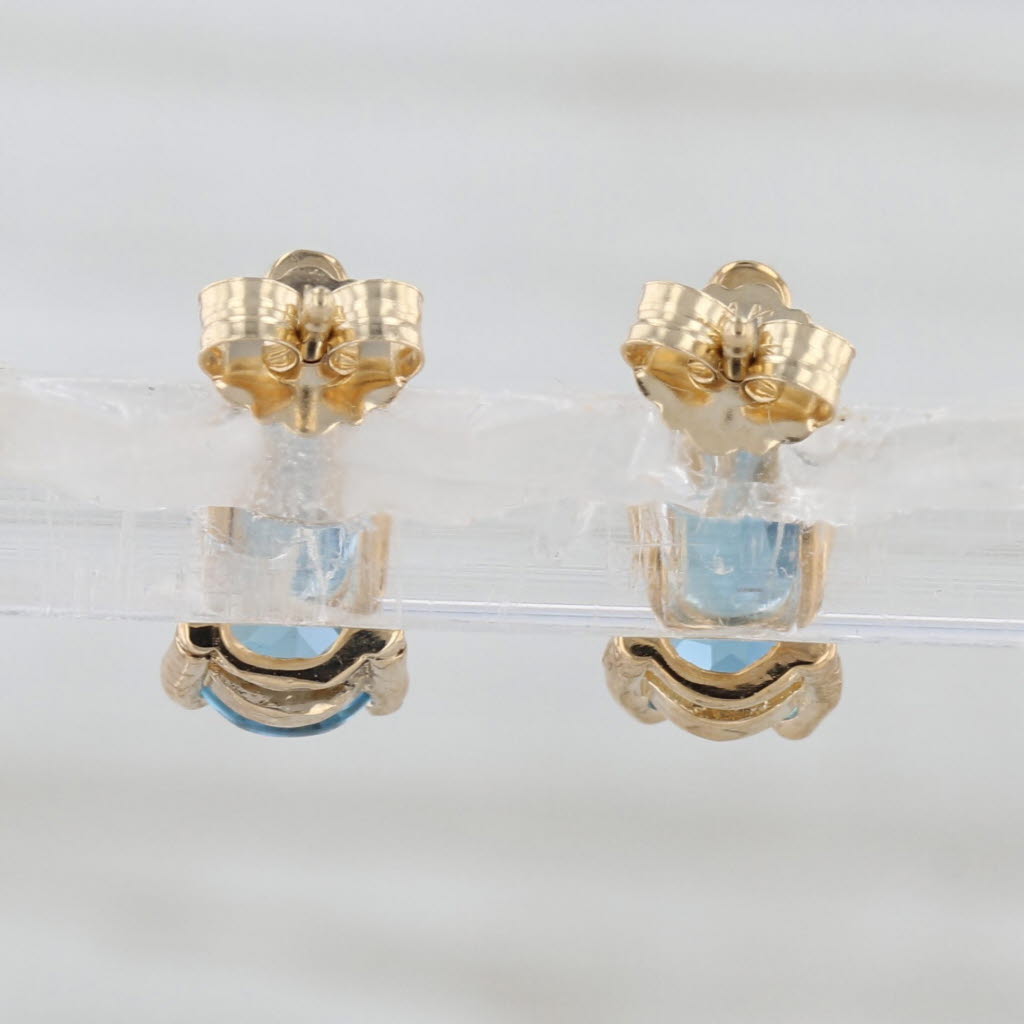 2.03ctw Pear Blue Topaz Diamond Teardrop Stud Earrings 14k Yellow Gold Studs