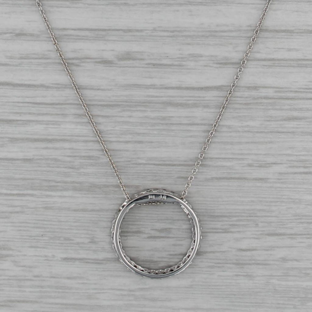 0.47ctw Diamond Eternity Circle Pendant Necklace 14k Gold 16.25" Cable Chain